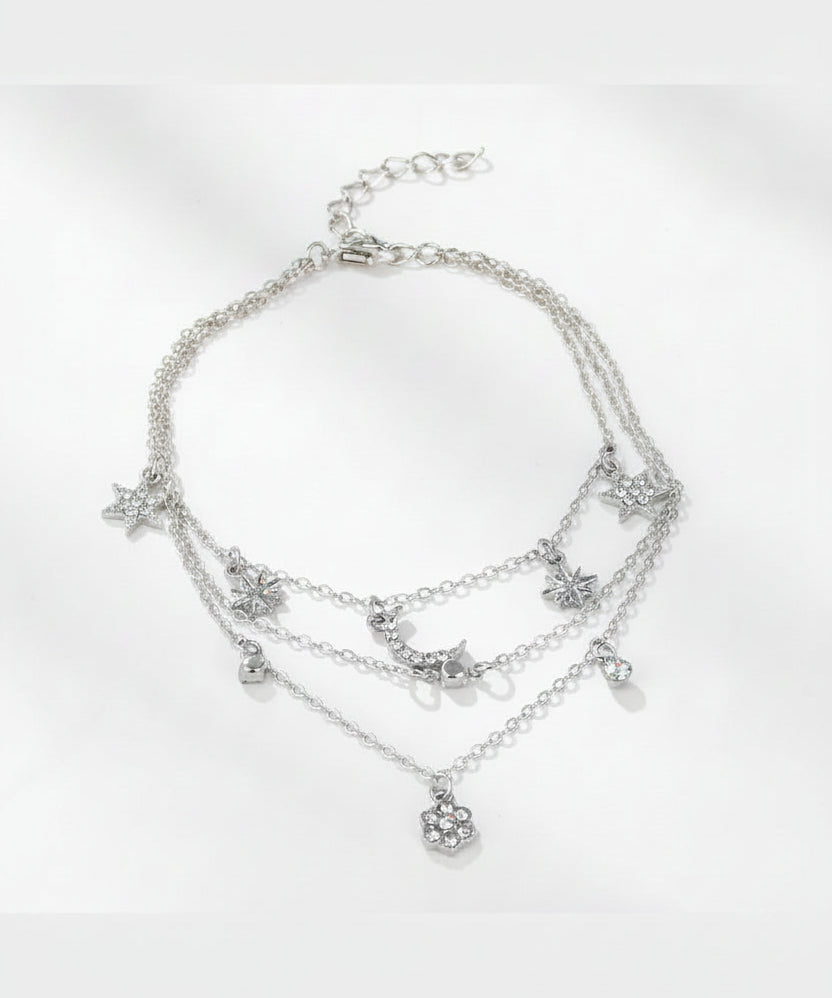 Grandinėlė ant kojos "Multi pendants silver"
