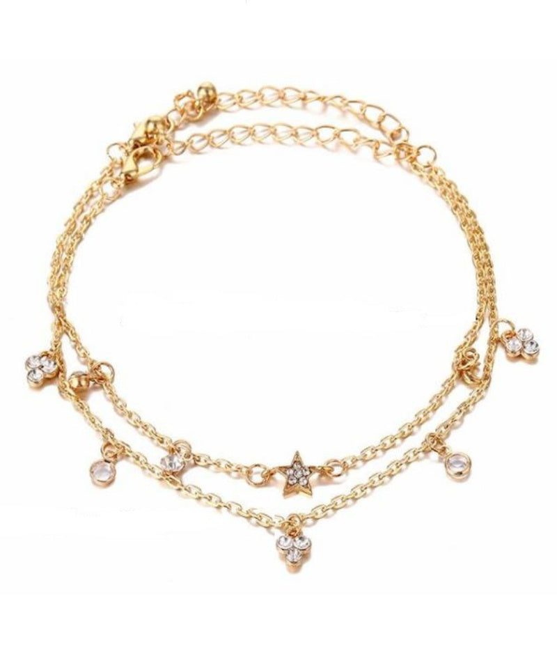 Grandinėlė ant kojos "Two crystal anklet"
