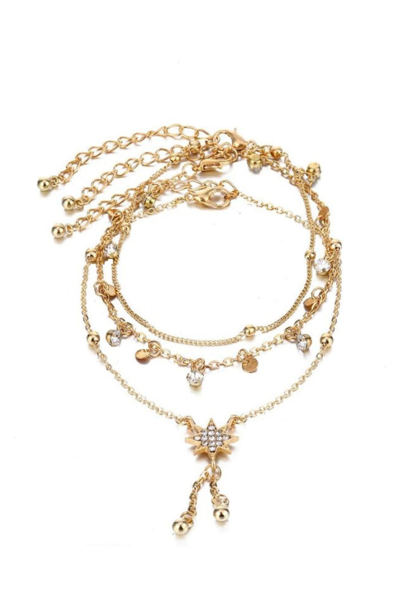 Grandinėlė ant kojos "Three crystal anklet"