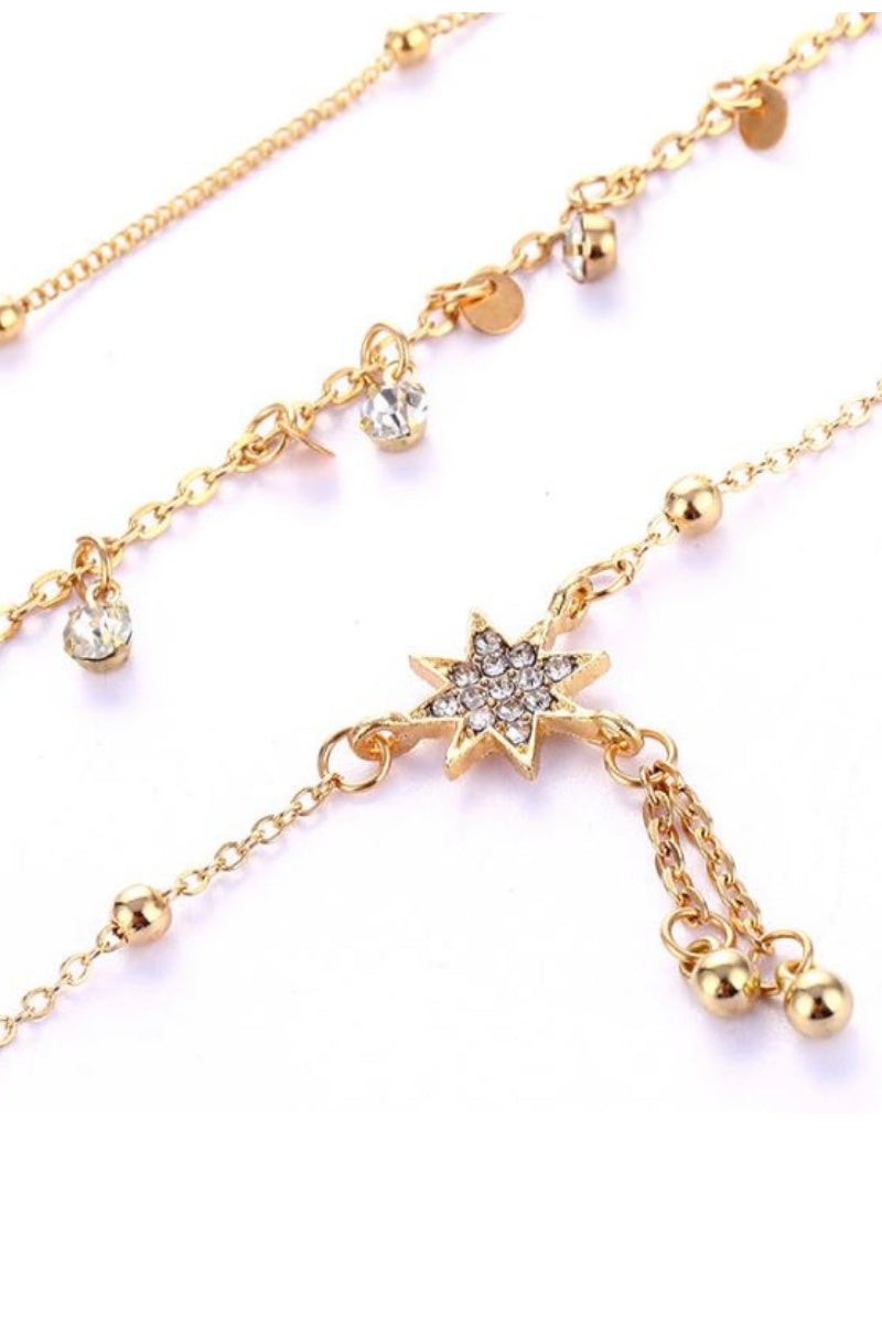 Grandinėlė ant kojos "Three crystal anklet"