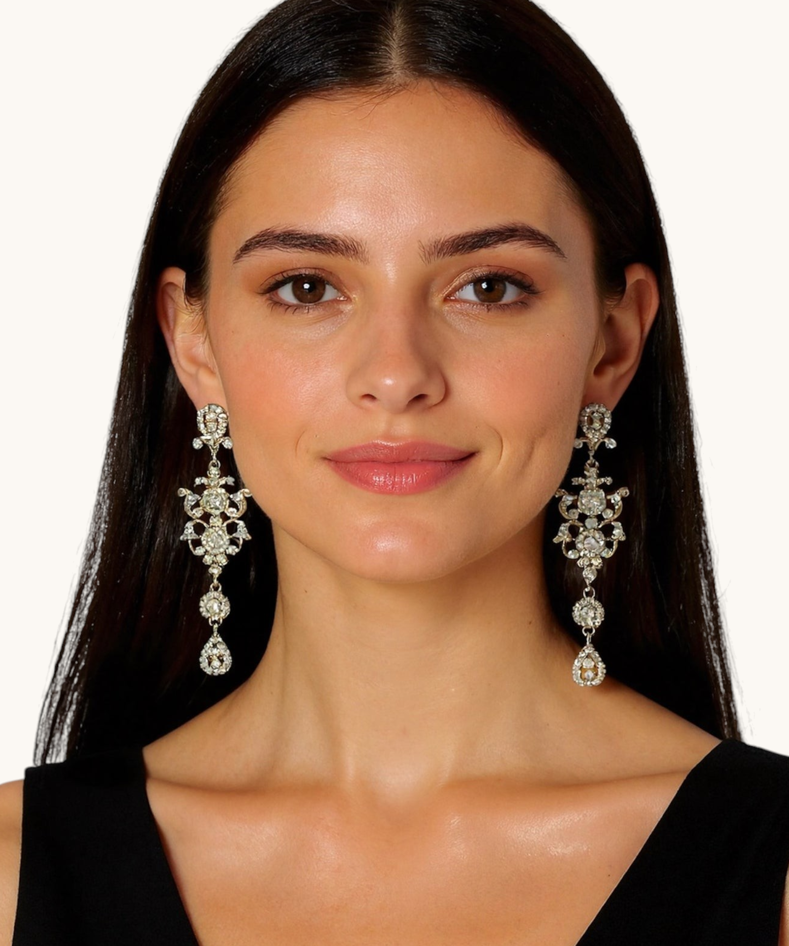 Proginiai auskarai "Long crystal drop"