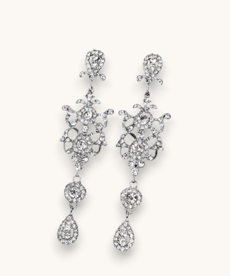 Proginiai auskarai "Long crystal drop"