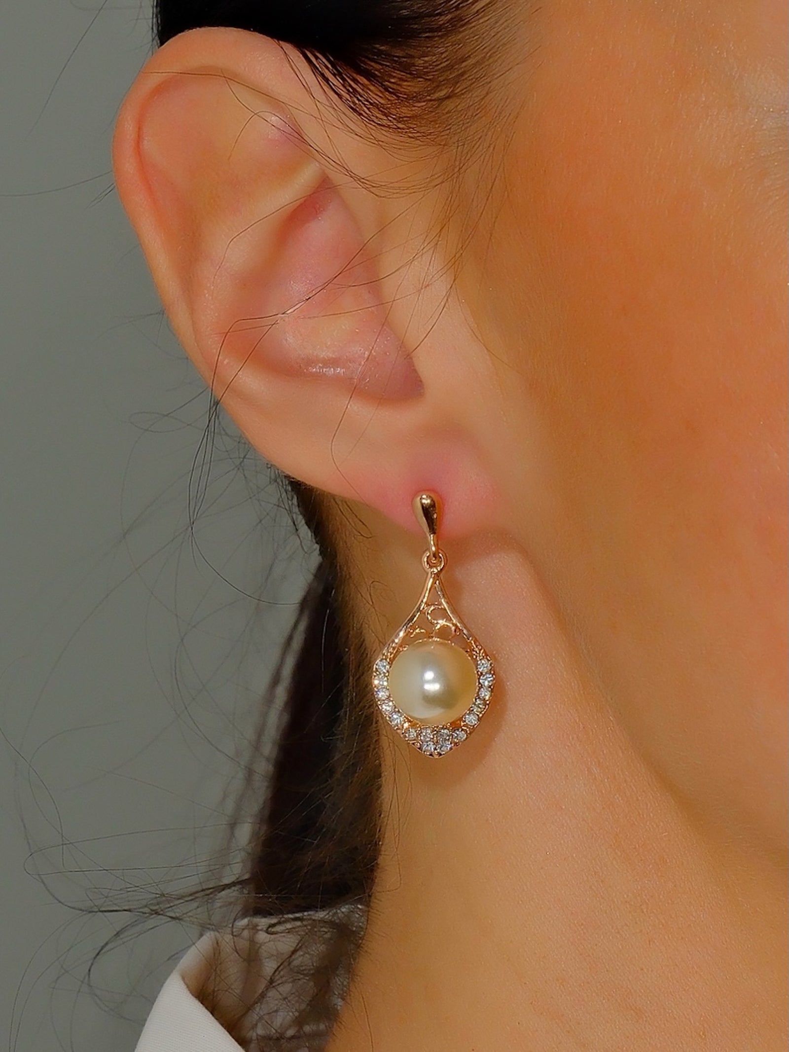 Auskarai "Precious round pearl"