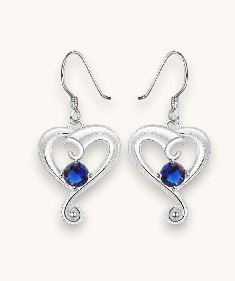 Auskarai "Blue Zircon Heart"