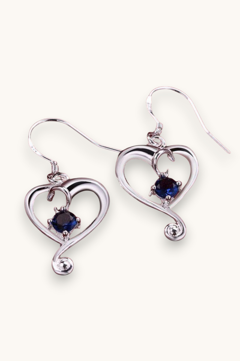 Auskarai "Blue Zircon Heart"