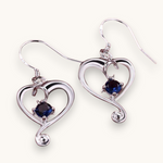 Auskarai "Blue Zircon Heart"