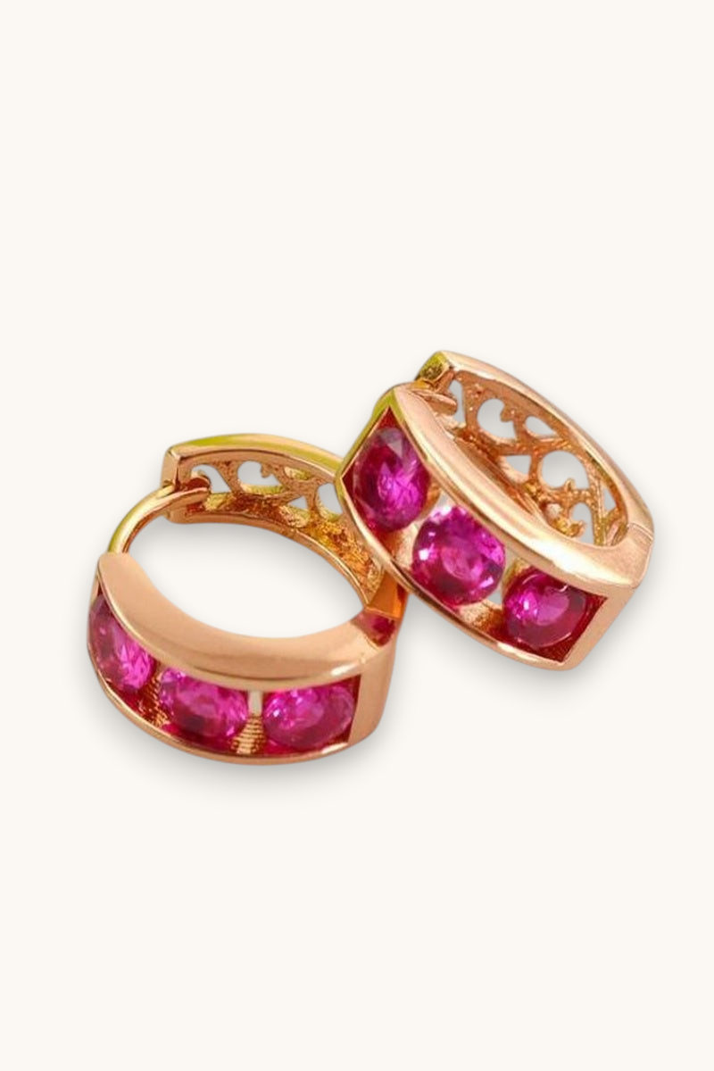 Auskarai "Rose red earrings"