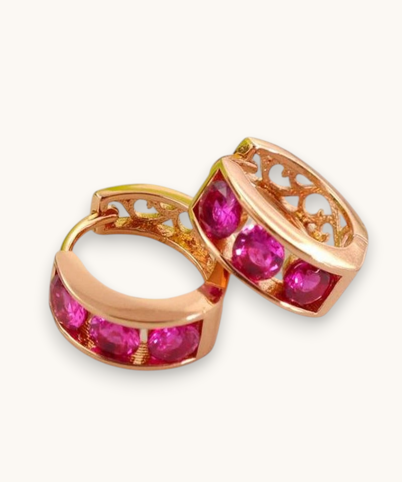 Auskarai "Rose red earrings"