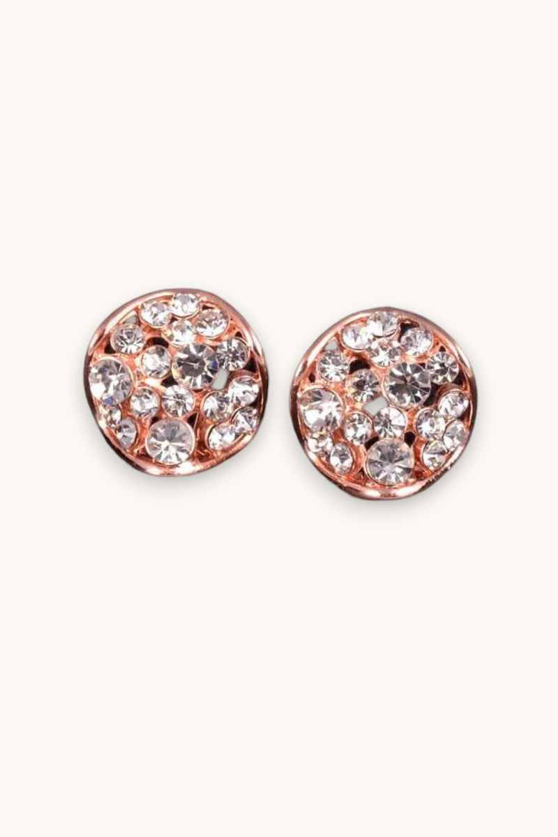 Auskarai "Round crystal stud"