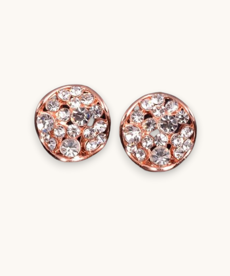Auskarai "Round crystal stud"