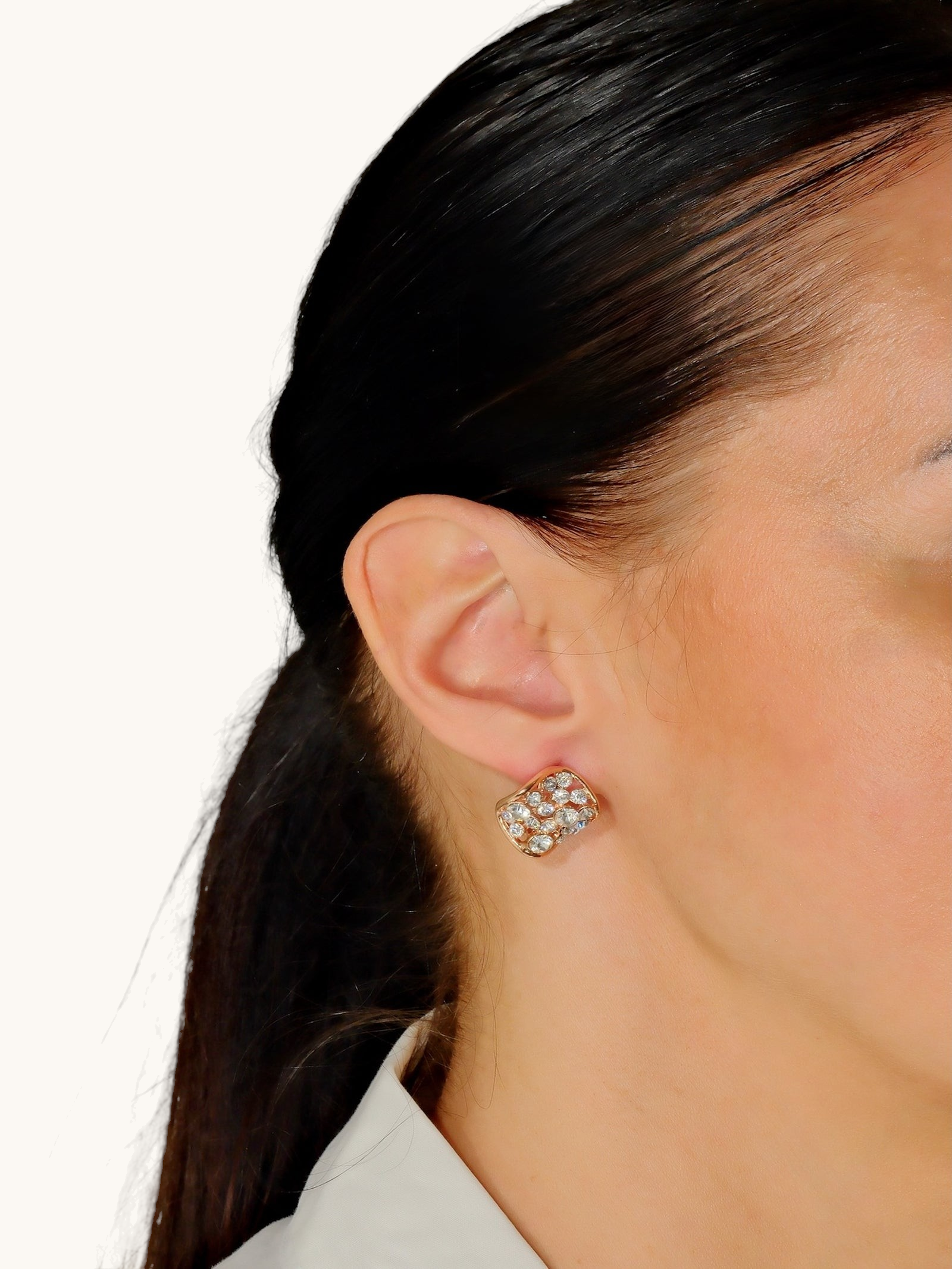 Auskarai "Round crystal stud"
