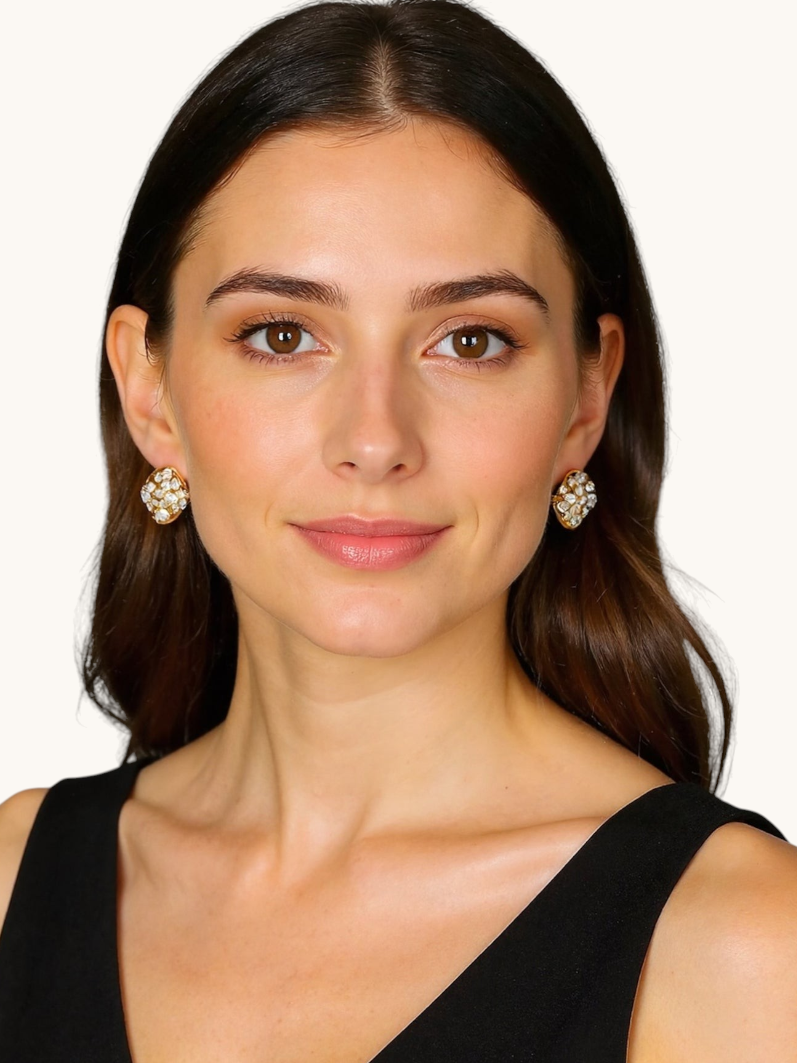 Auskarai "Round crystal stud"