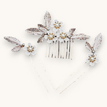 Papuošalų rinkinys. Vestuvinė plaukų sagė ir smeigtukai "Rose gold flower set"