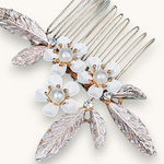 Papuošalų rinkinys. Vestuvinė plaukų sagė ir smeigtukai "Rose gold flower set"