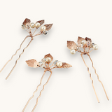 Plaukų smeigtukas "Pearl side leaves" 1vnt