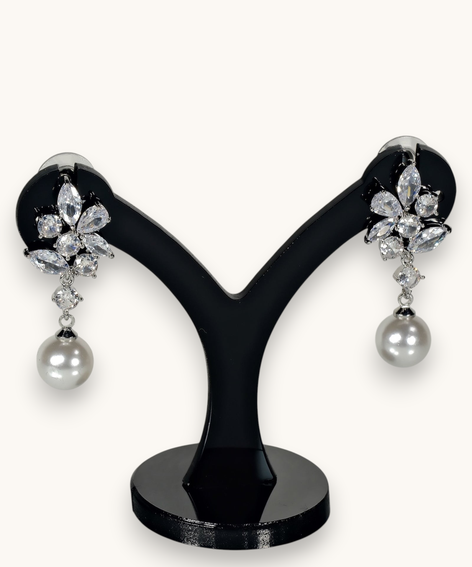 Auskarai "Floral Pearl Drops"