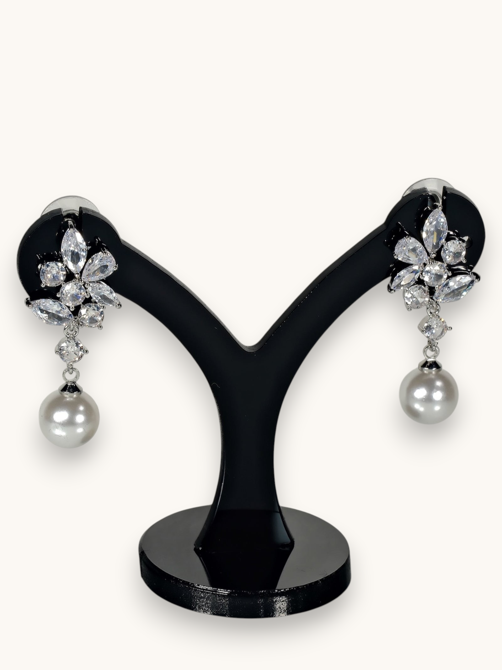 Auskarai "Floral Pearl Drops"