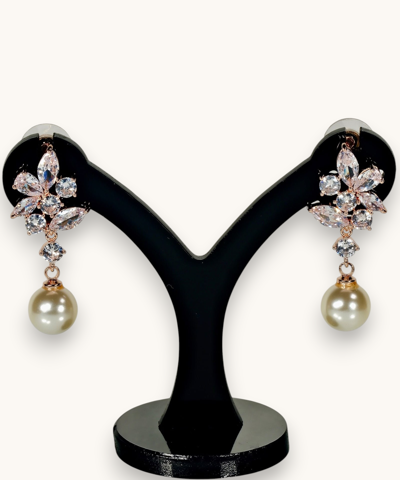 Auskarai "Floral Pearl Drops"