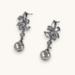 Auskarai "Floral Pearl Drops"
