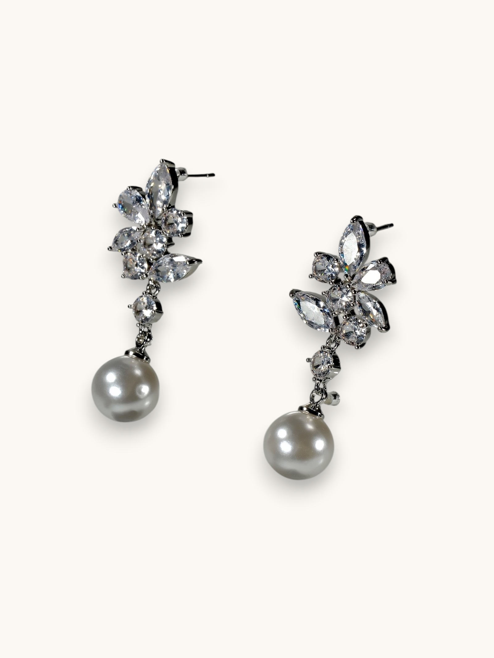 Auskarai "Floral Pearl Drops"