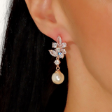Auskarai "Floral Pearl Drops"