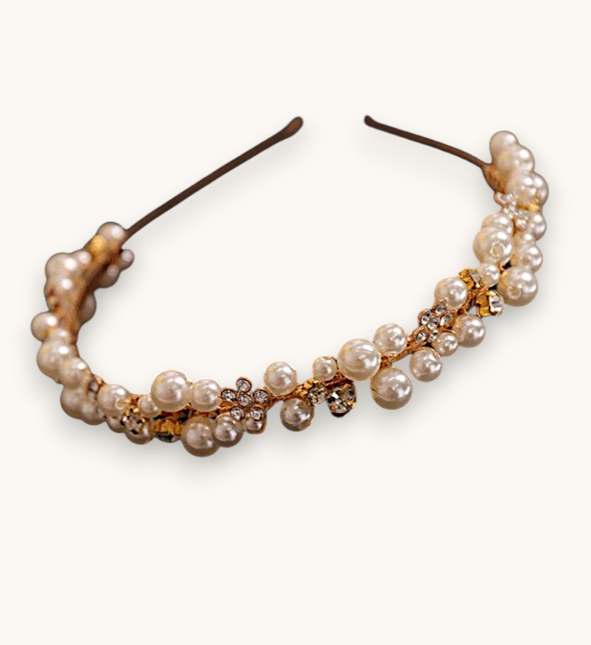 Plaukų lankelis "Golden Pearl Bloom"