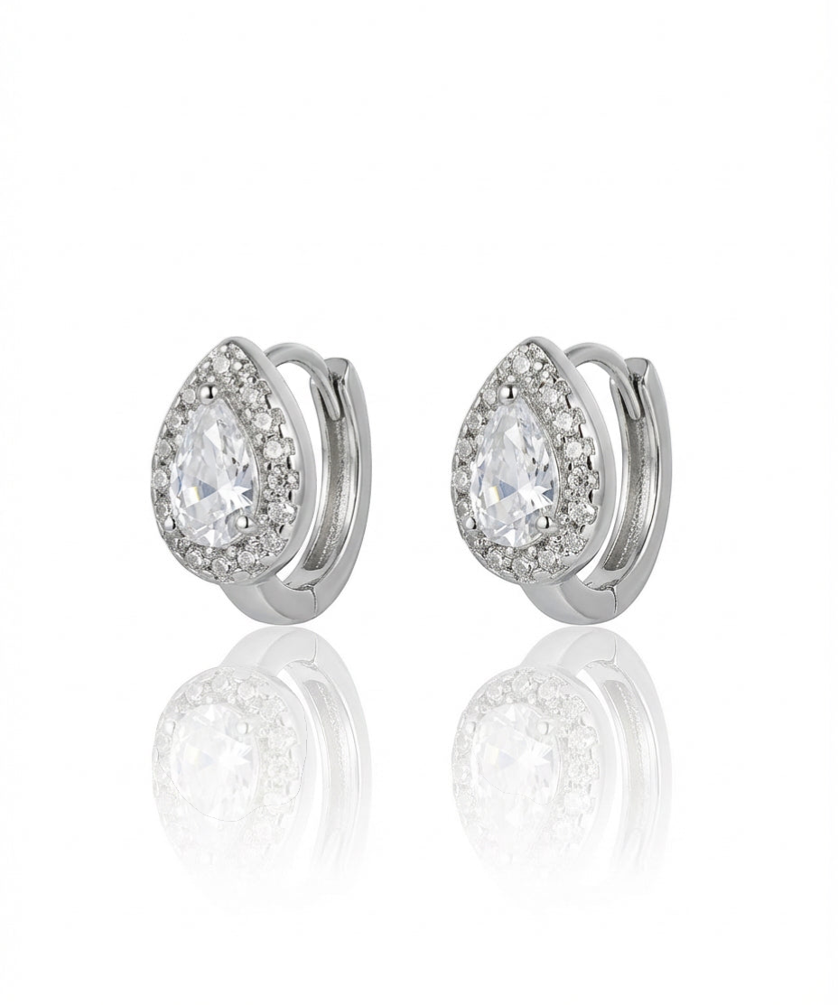 Auskarai Silver Shiny Zircon — Luxiage