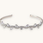 Luxiage silver headband adorned with crystal leaves, perfect for special occasions and bridal hairstyles.